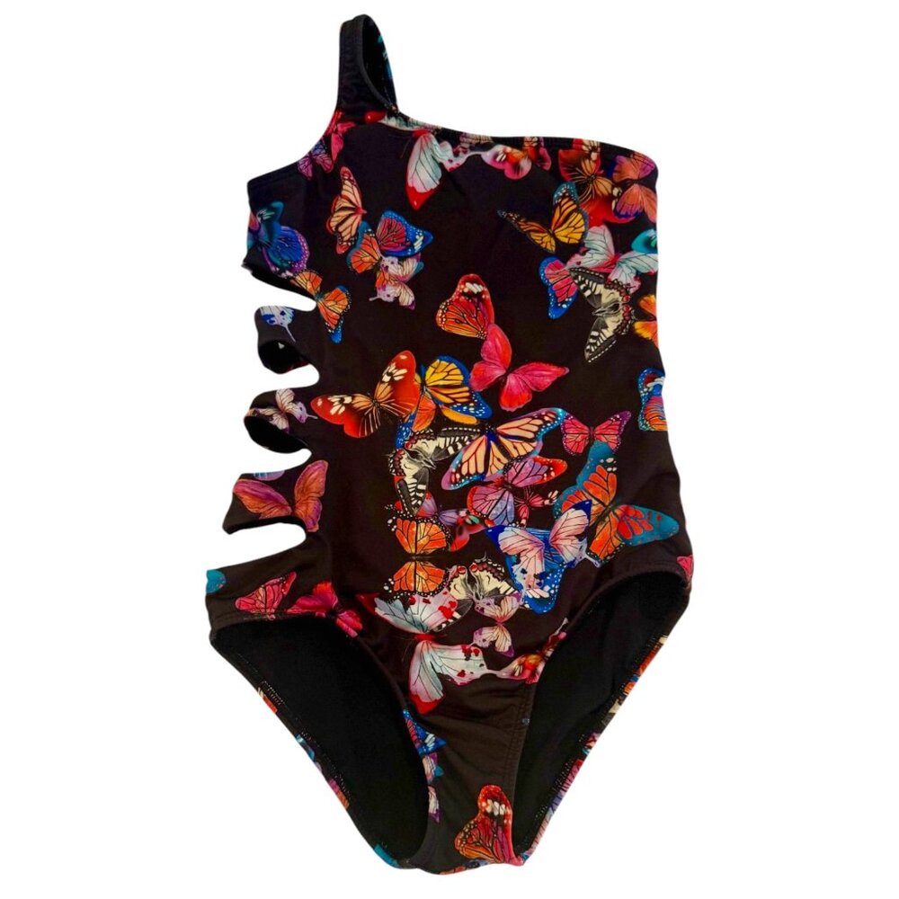 Submarine Girl's Black With Butterfly Print Swimsuit One Piece Unique Design 12